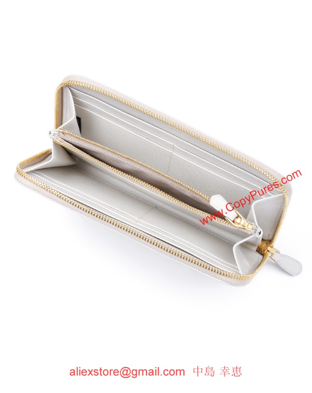 プラダ　2013年春夏新作SAFFIANO METALメタルロゴデザイン ラウンドファスナー 長財布 1M0506 QWA F0K74 